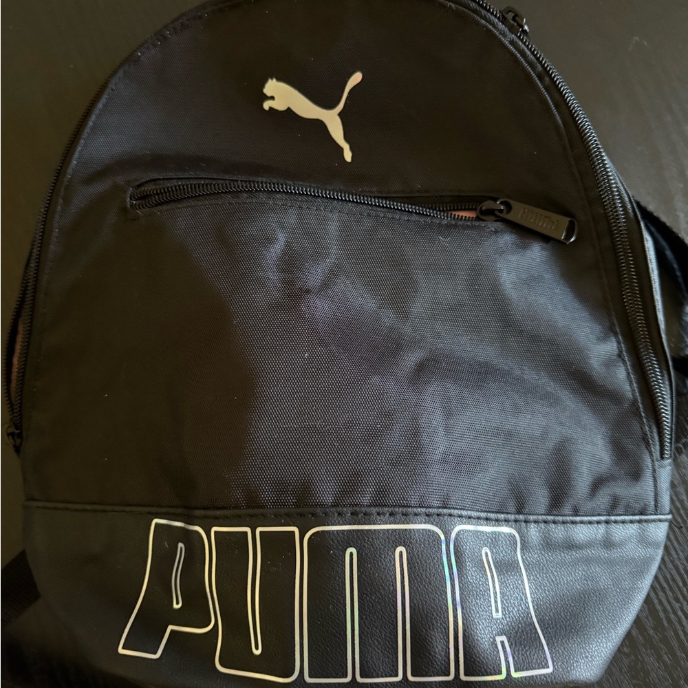 PUMA mini black backpack, pink interior